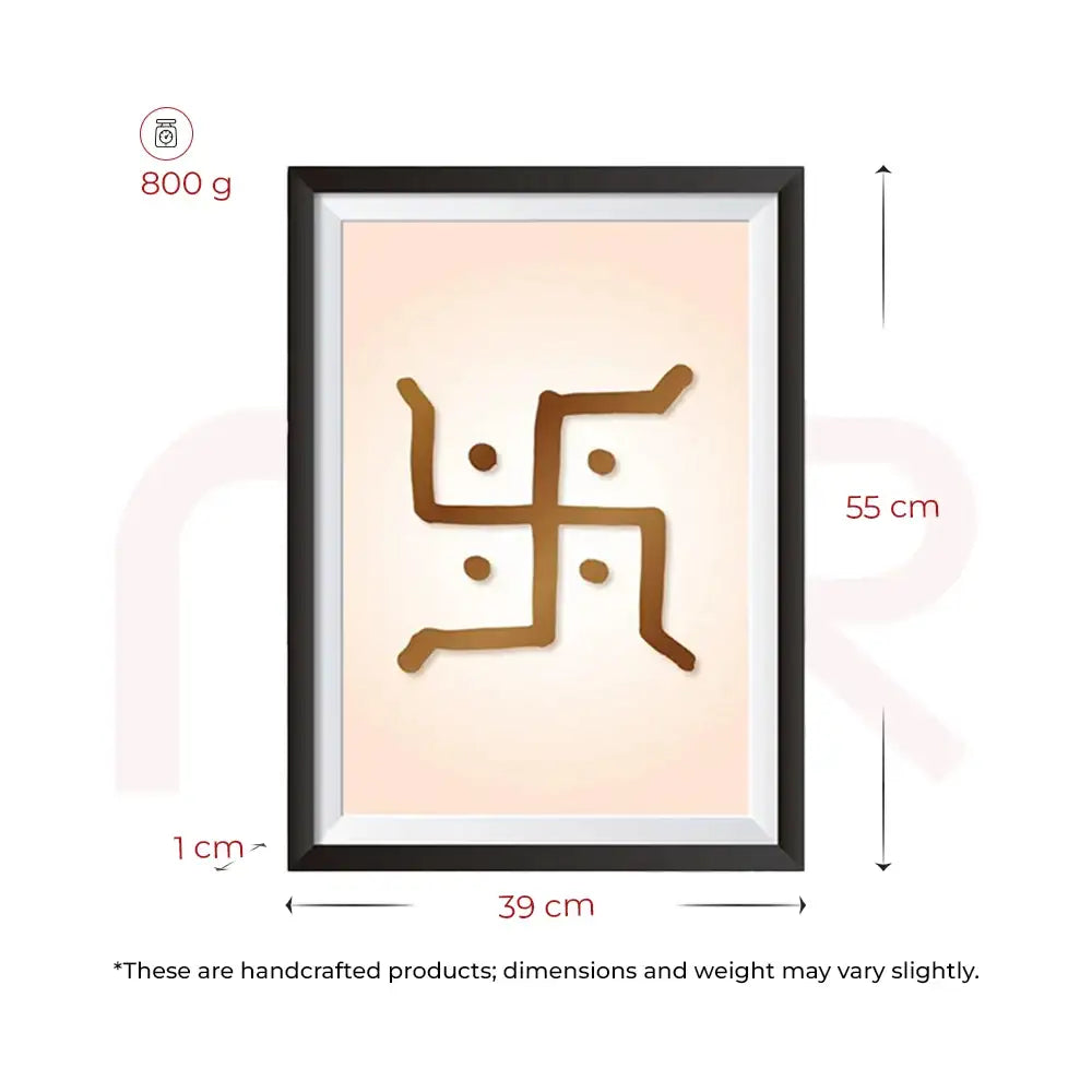 Framed Swastik symbol for Vastu Shastra, 55cm height, handcrafted Maha Vastu remedy for home positivity
