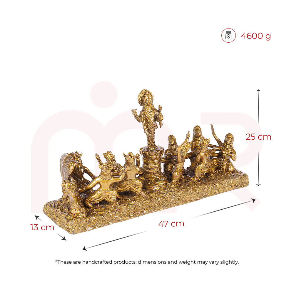 Brass Samudra Manthan Vastu figurine, 47x13x25 cm, Hindu mythology decor