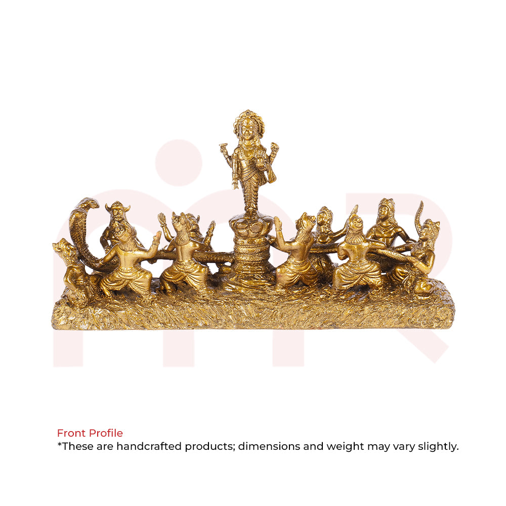 Handcrafted brass Samudra Manthan idol, symbolic Vastu remedy for balance and prosperity