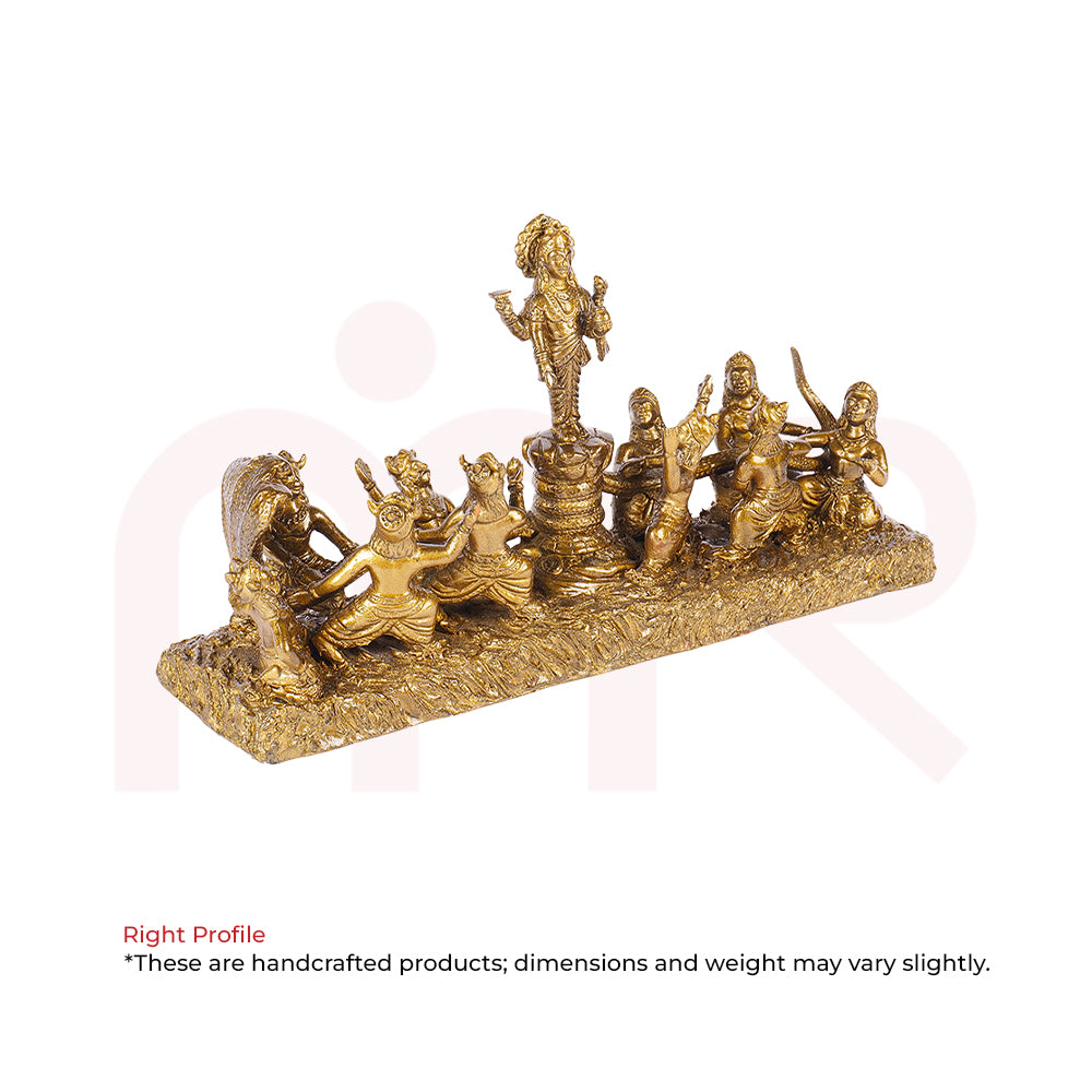 Handcrafted brass Samudra Manthan statue depicting Vastu remedy for positivity and balance
