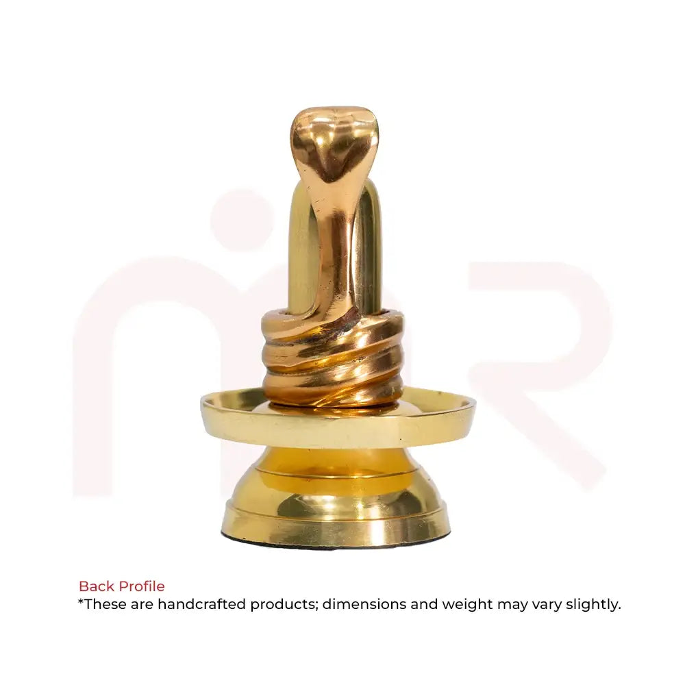 Brass Shivling with Naga snake wrapped around, MahaVastu Remedies back profile view