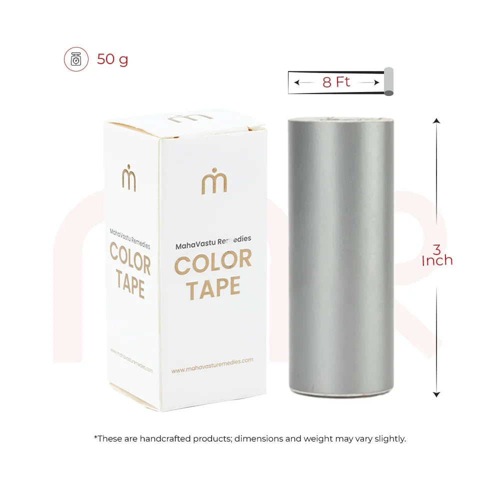 Maha Vastu Color Tape for Vastu Remedies – 8 ft silver roll, 50g, 3-inch width for home energy balance