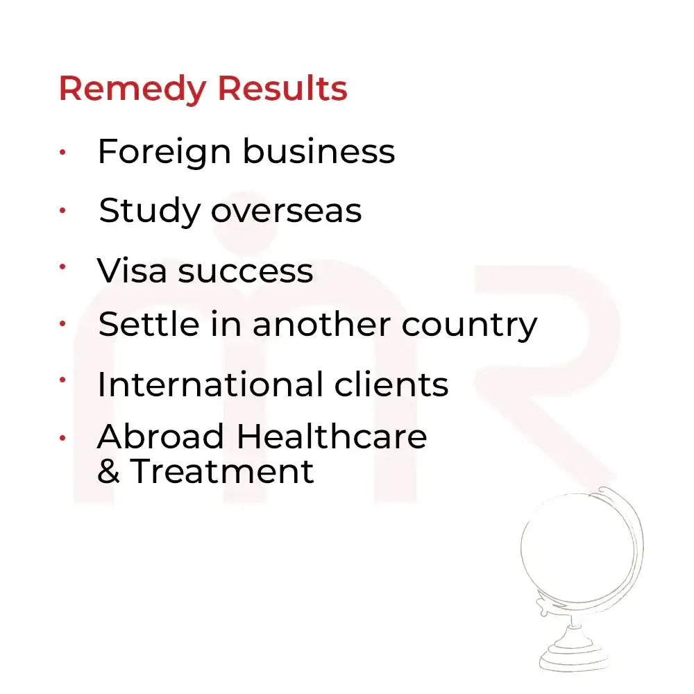 Remedy results for foreign business, study abroad, visa success, settling overseas, international clients, healthcare abroad