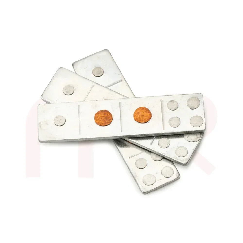 Set of rectangular metal Vastu strips with circular markings for Maha Vastu remedies