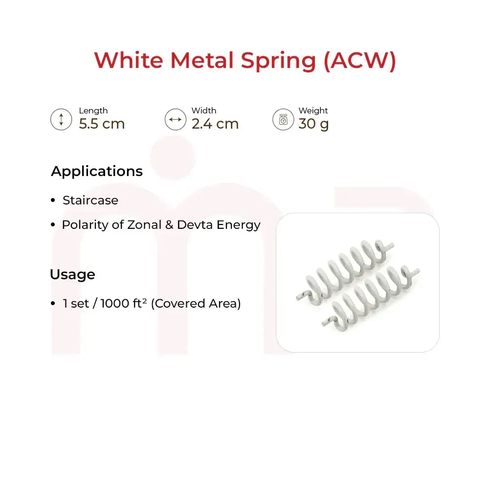 White Metal Spring (ACW) Vastu remedy for staircase and zonal energy polarity.