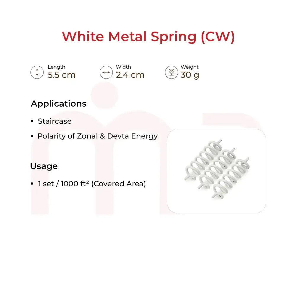 White Metal Spring (CW) Vastu remedy for staircase and energy polarity applications.