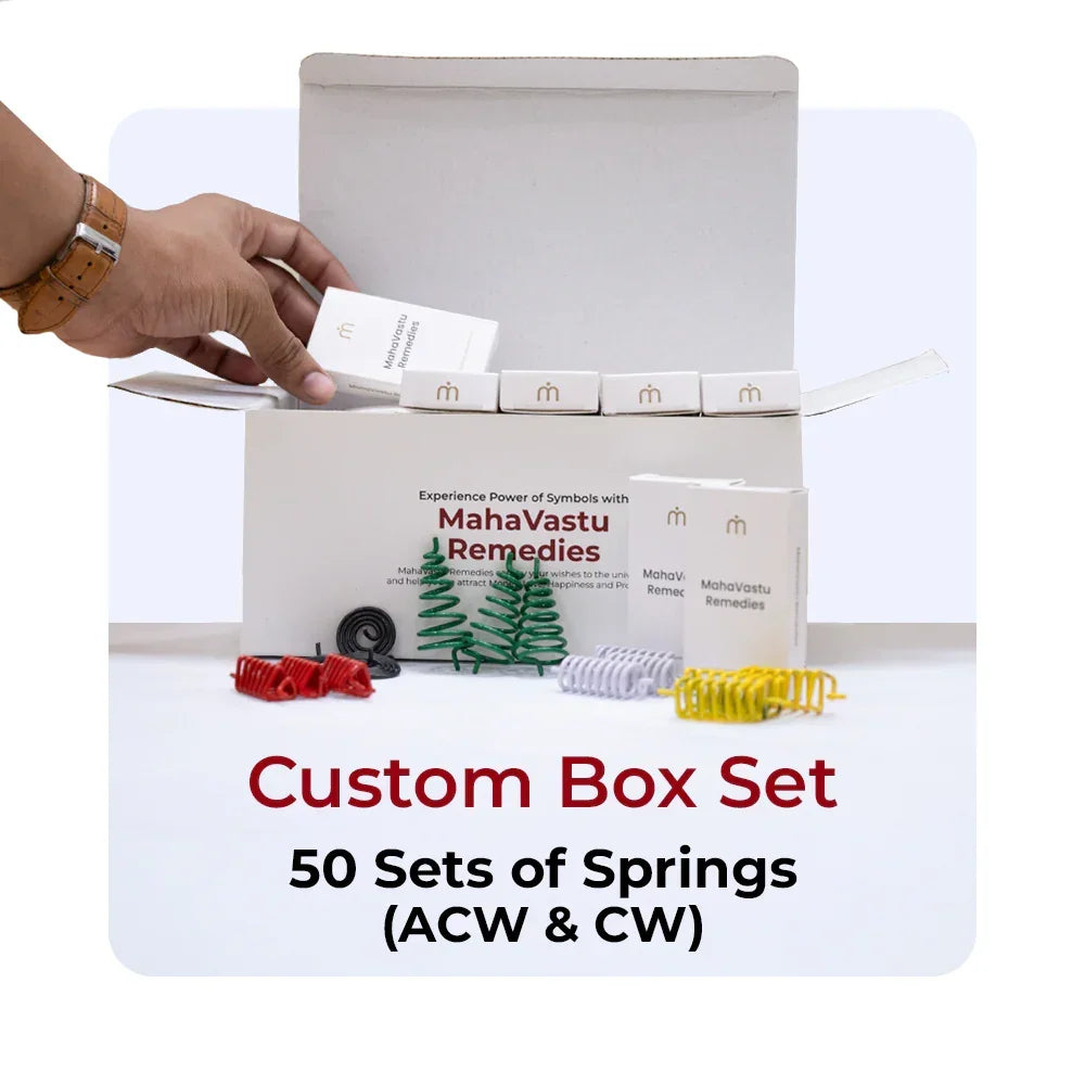 MahaVastu Remedies custom box set with 50 colored Vastu springs for positivity and balance