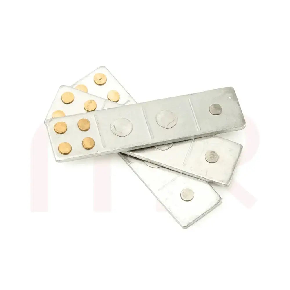 Set of silver metal strips and brass dots for Maha Vastu Shastra remedies.