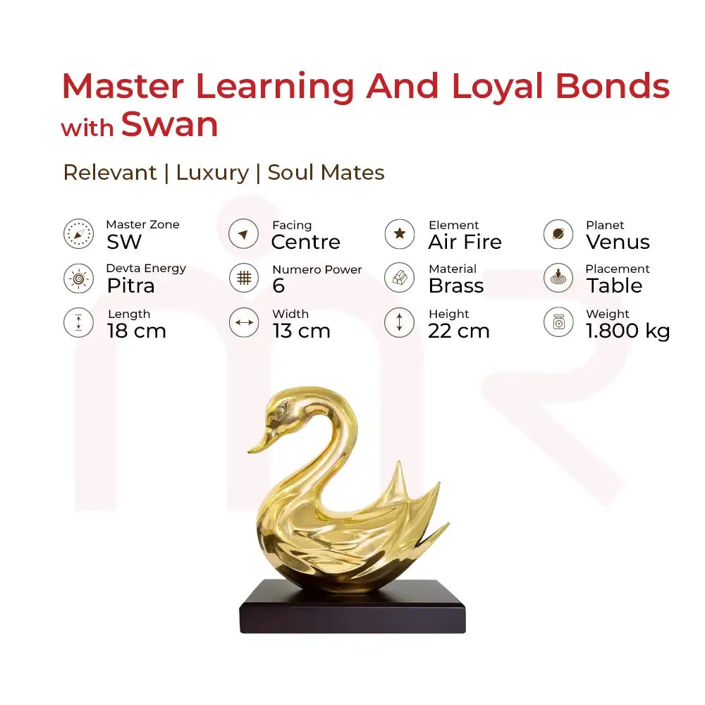 Brass swan Vastu remedy for learning, loyalty, soul mates – SW zone, Venus planet, Air Fire element