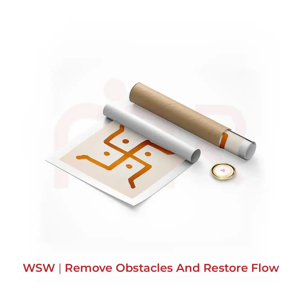 Vastu Swastika symbol for education & studies, rolled in tube with seal, Maha Vastu remedy