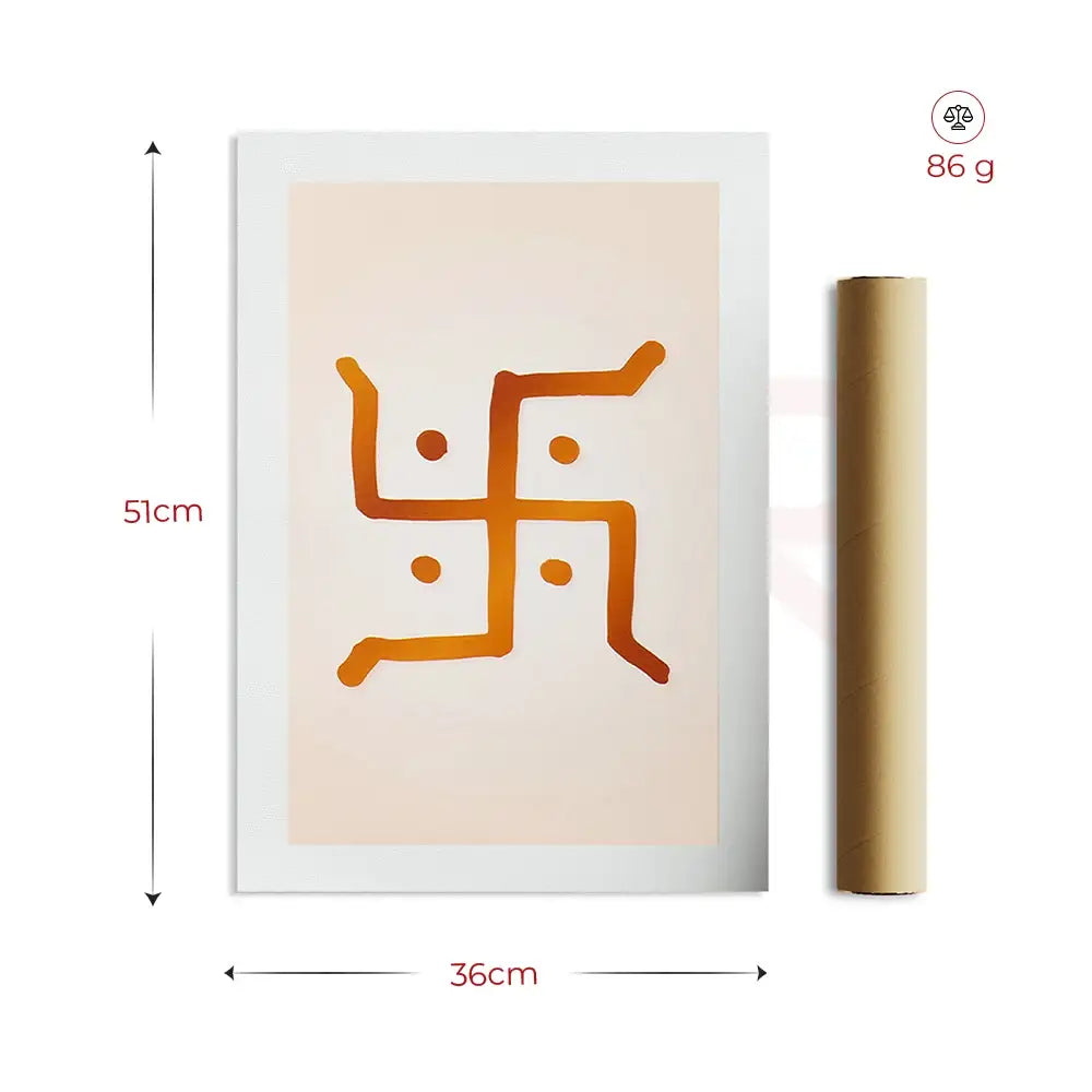 Orange Swastik Vastu painting, 51x36cm, for home positivity & energy balance
