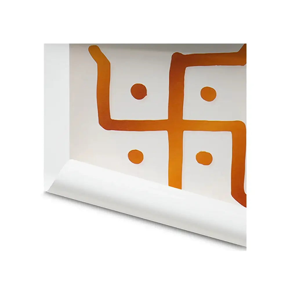 Orange Swastik Vastu symbol on white background for positive energy and prosperity
