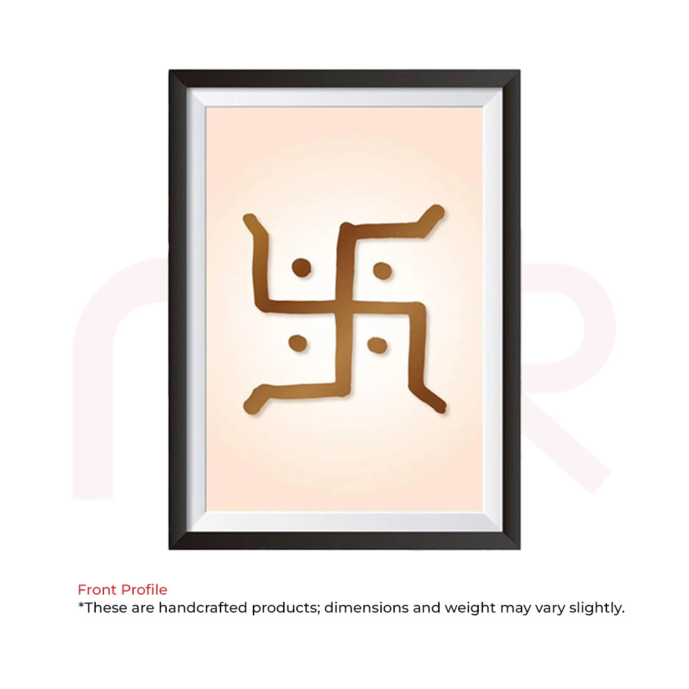 Framed Swastik symbol for Vastu Shastra home remedies, handcrafted with golden design on soft background