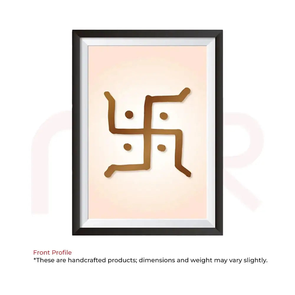 Framed Swastik symbol for Vastu Shastra home remedies, handcrafted with golden design on soft background