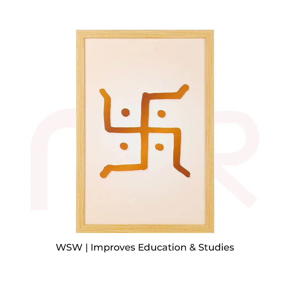 Vastu Swastik canvas wall art in wooden frame for MahaVastu remedies, promotes positive energy.