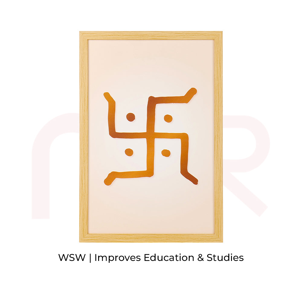 Vastu Swastik canvas wall art in wooden frame for MahaVastu remedies, promotes positive energy.