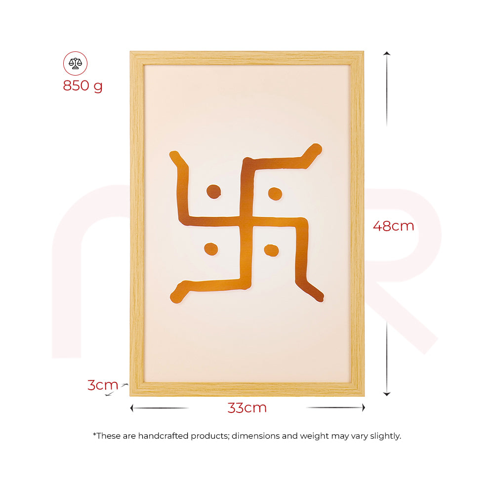 MahaVastu remedy Swastik canvas painting in wooden frame, 48x33cm, 850g, Vastu decor