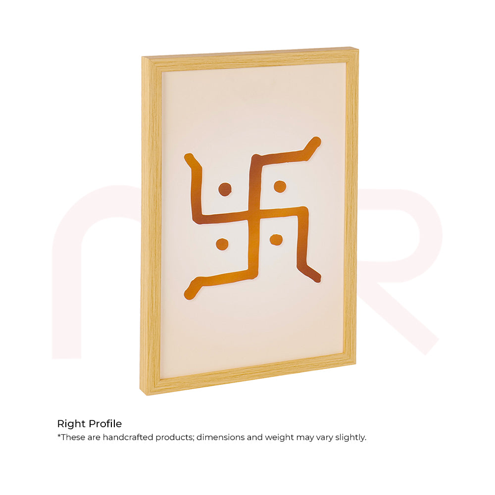 Wooden framed Vastu Swastik symbol canvas, MahaVastu remedy wall art for positivity
