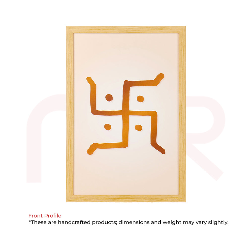 Handcrafted Swastik Vastu painting in wooden frame for home positivity and prosperity