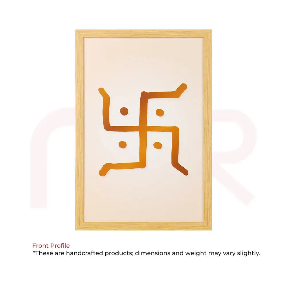 Handcrafted Swastik Vastu painting in wooden frame for home positivity and prosperity