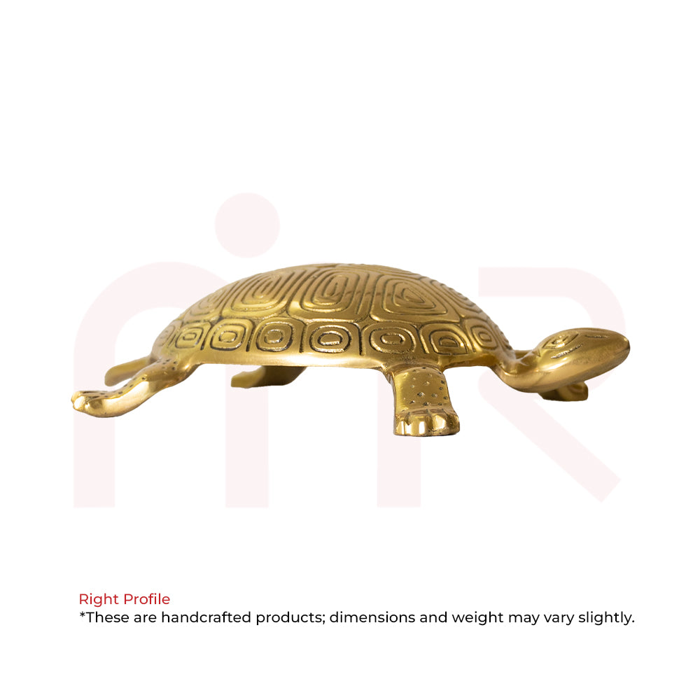Golden brass tortoise Vastu remedy figurine for home decor and positive energy