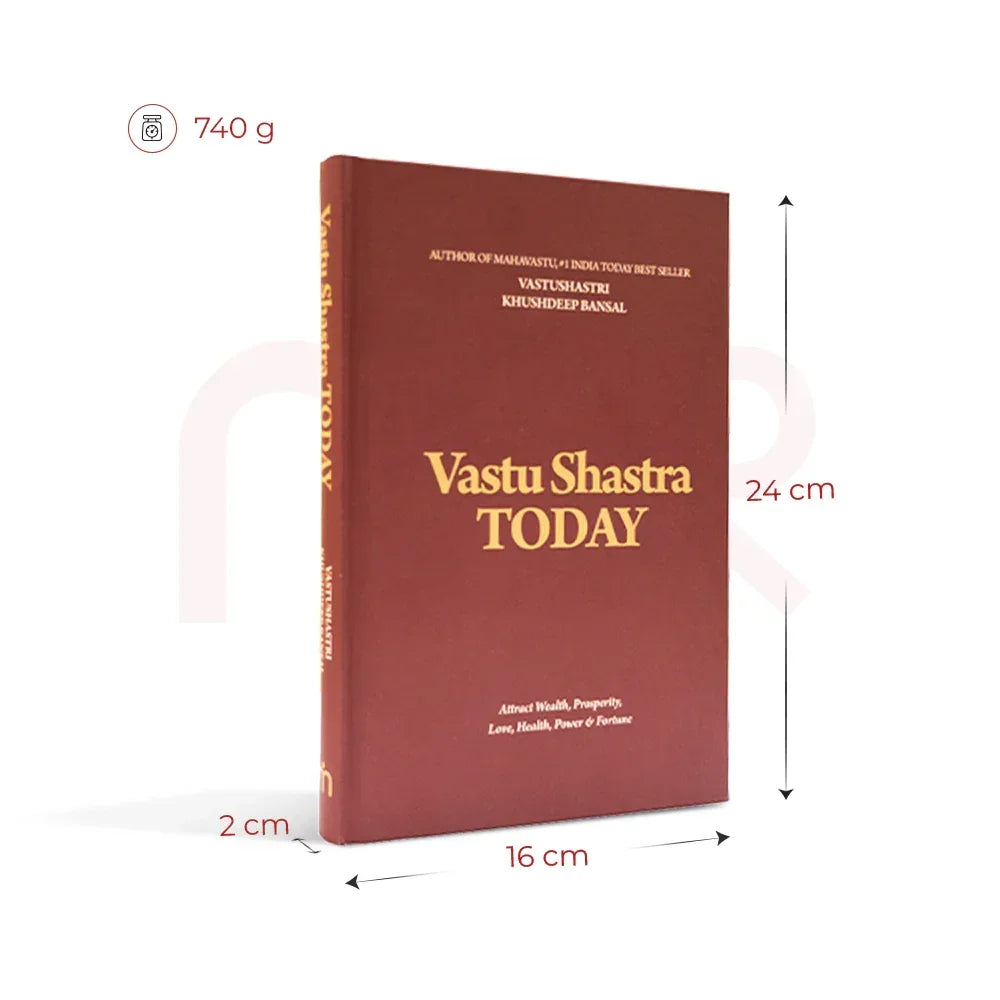 Vastu Shastra Today hardcover book, maroon cover, 24x16x2 cm, 740g, vastu remedies guide