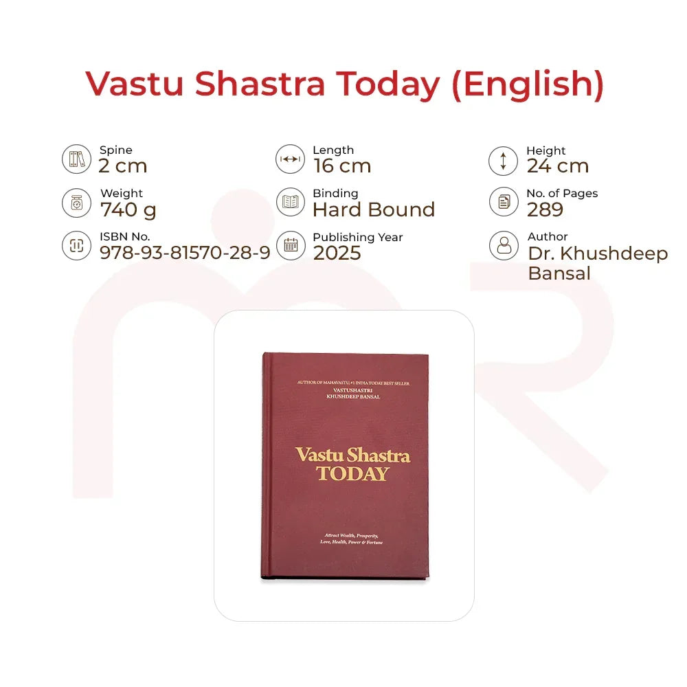 Vastu Shastra Today English hardbound book cover with details like size, author, and publishing info