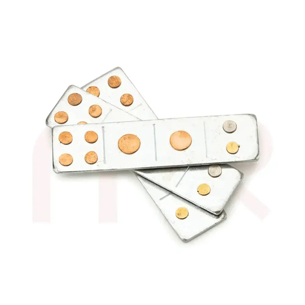 Metal strips with copper and brass studs for Maha Vastu remedies and energy balancing.