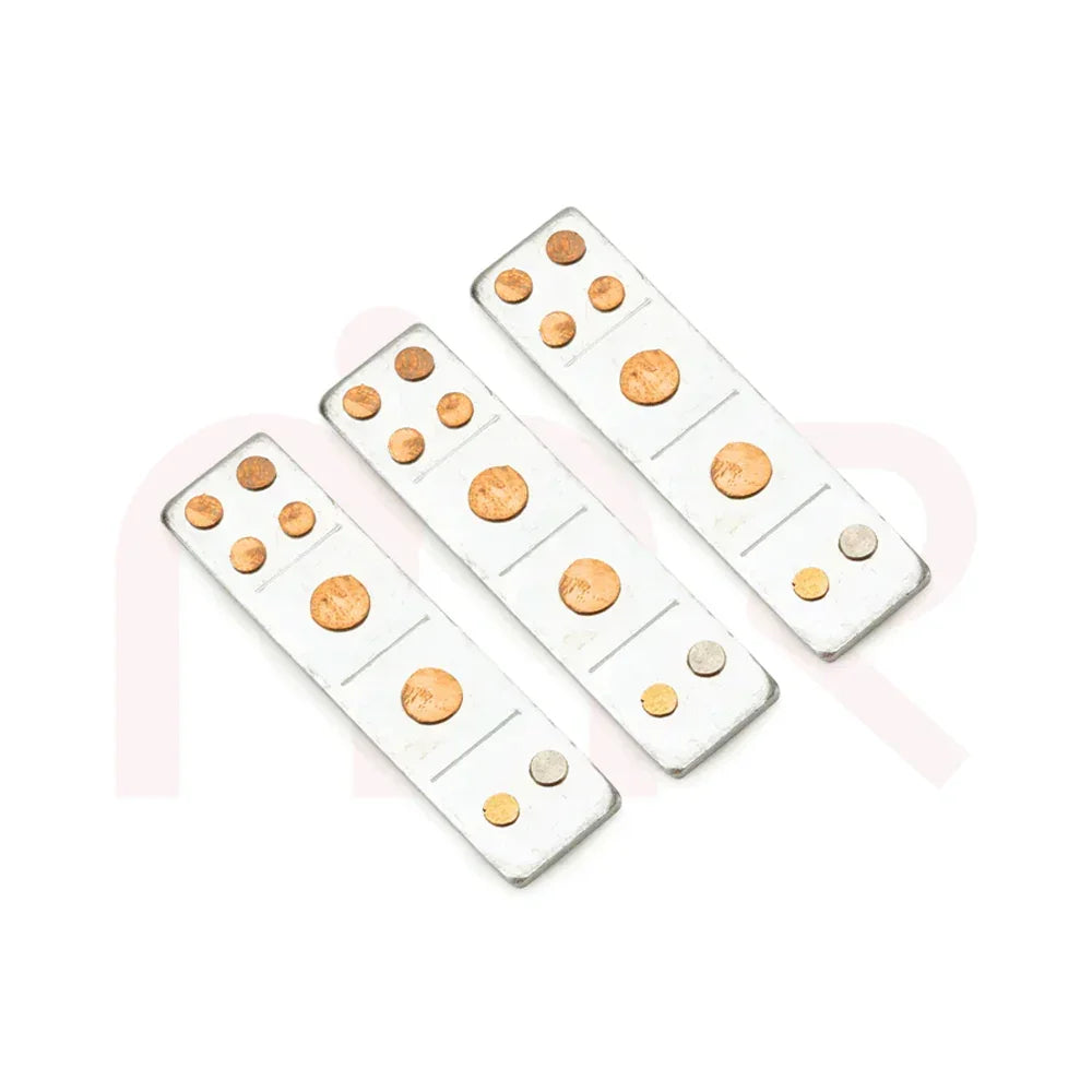 Set of three Vastu metal strips with copper and brass dots for MahaVastu remedies
