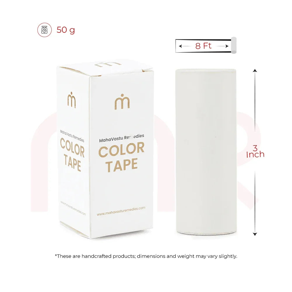 White Vastu color tape roll, 8 ft long, for home energy balancing and positive space remedies