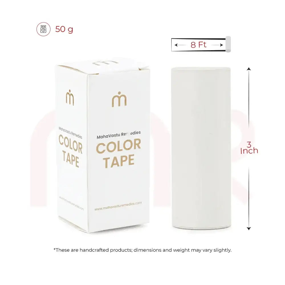 White Vastu color tape roll, 8 ft long, for home energy balancing and positive space remedies