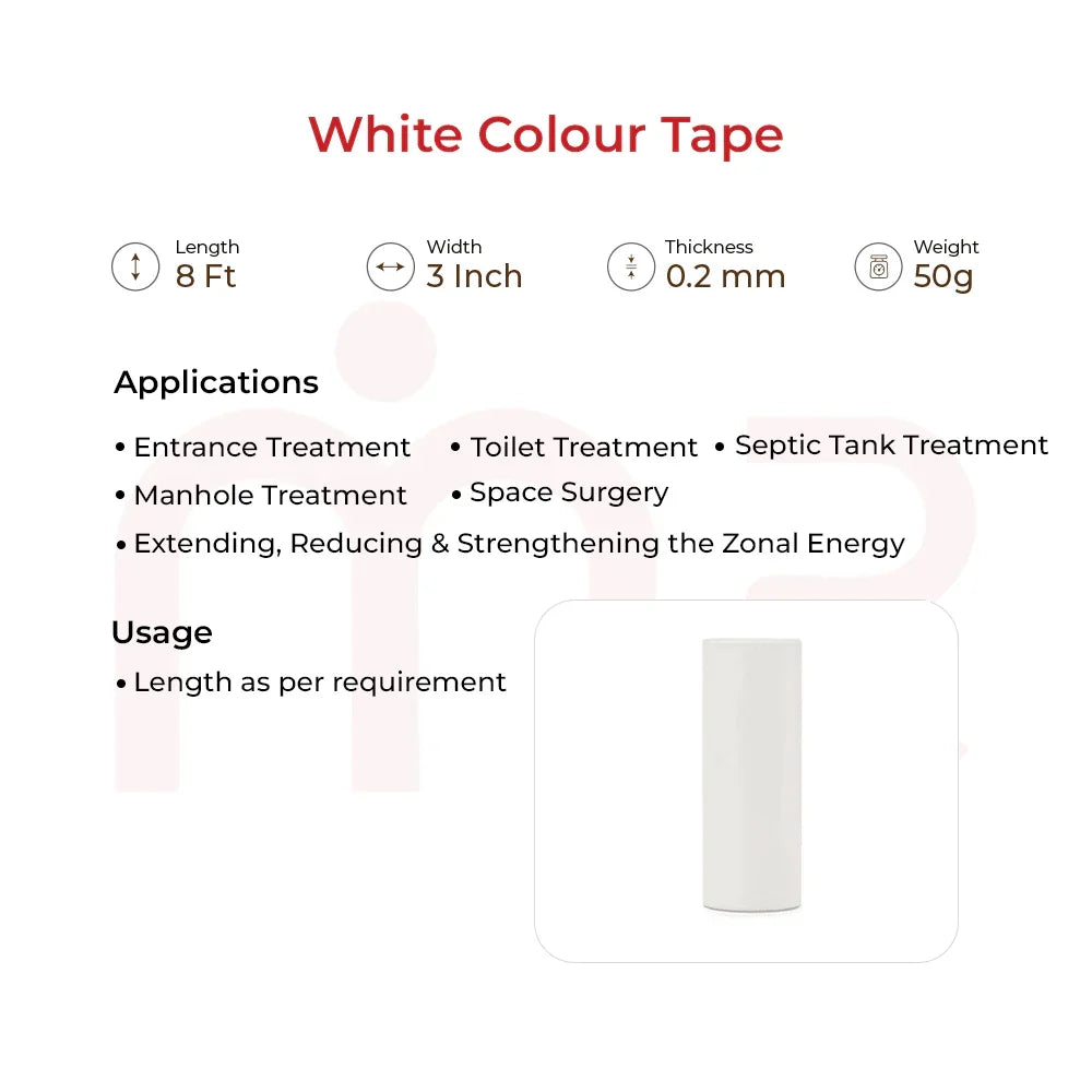 White Vastu color tape for entrance, toilet & space energy balancing – 8 ft x 3 inch for zonal harmony