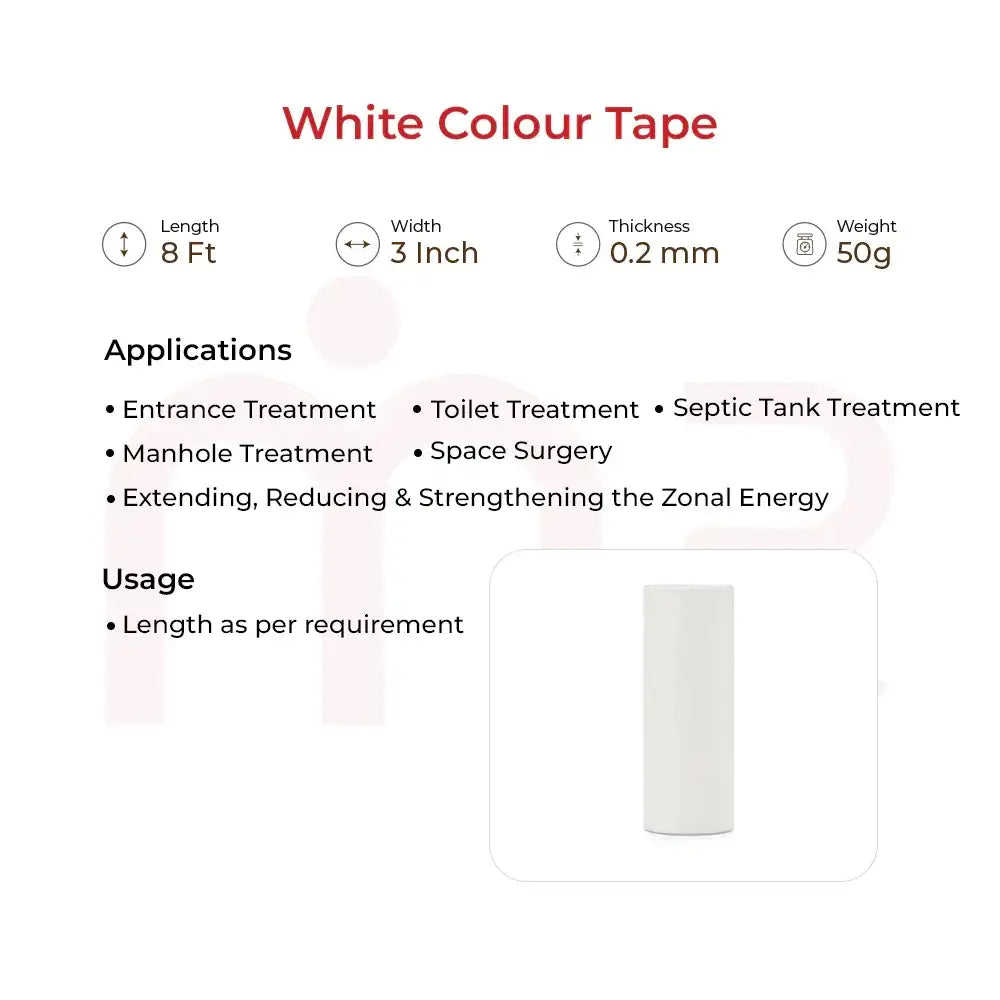 White Vastu color tape for entrance, toilet & space energy balancing – 8 ft x 3 inch for zonal harmony