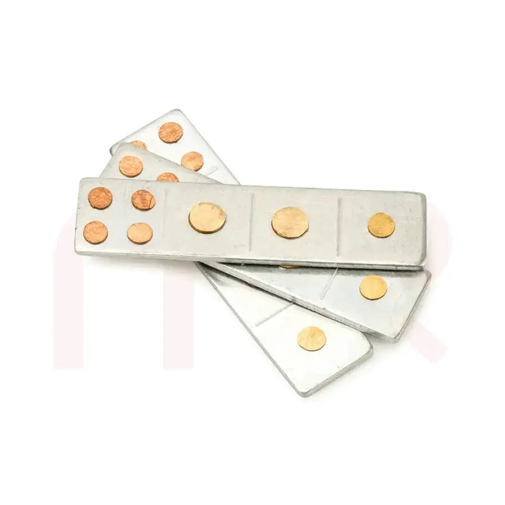 Metal strips with copper studs for Maha Vastu remedies and space correction.