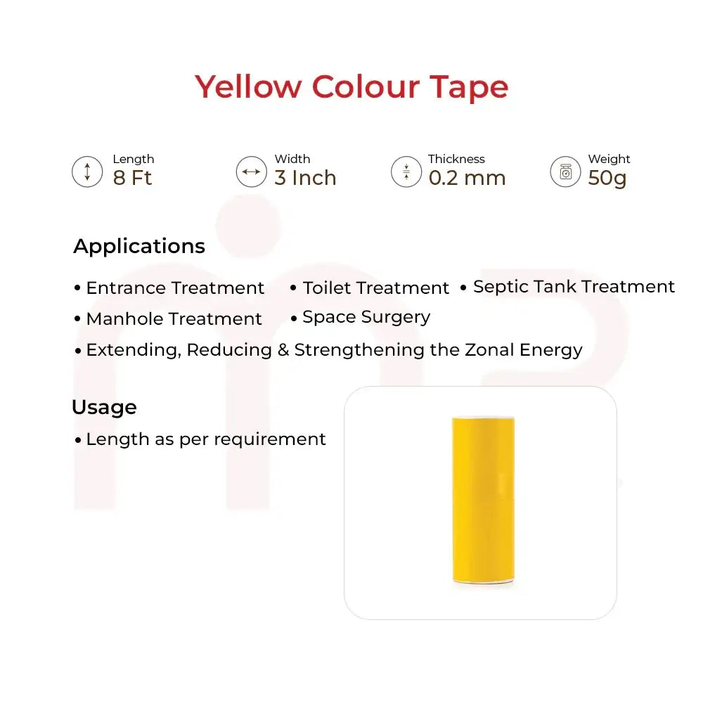 Yellow Vastu color tape for entrance, toilet & space energy balancing – 8 ft x 3 inch