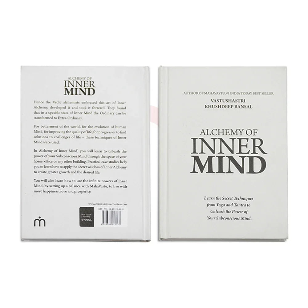 Alchemy of Inner Mind book by Khushdeep Bansal showing front and back covers, Vastu remedy guide