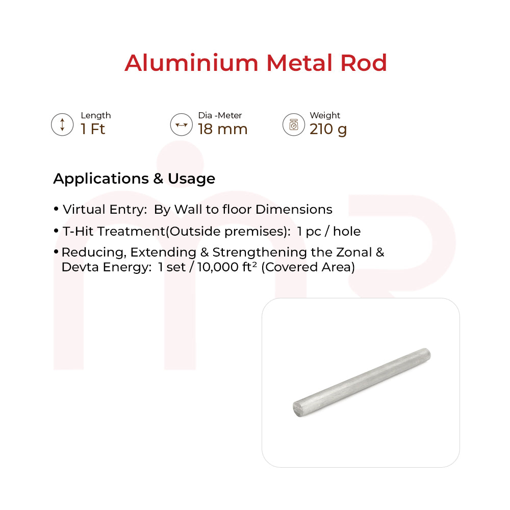 Aluminium rod 18mm x 1ft for MahaVastu remedies, Vastu energy balancing tool