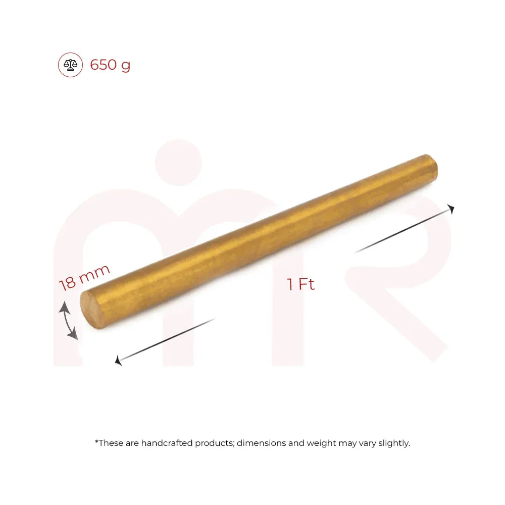MahaVastu brass rod remedy, 1 ft length, 18 mm diameter, 650g, vastu shastra tool