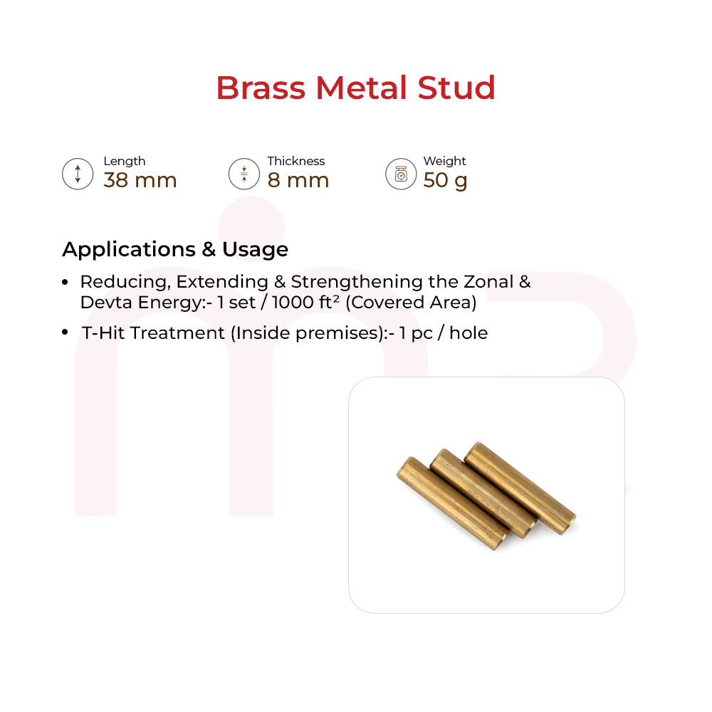 MahaVastu brass rods for Vastu remedies, shown with size and usage details for energy balancing.
