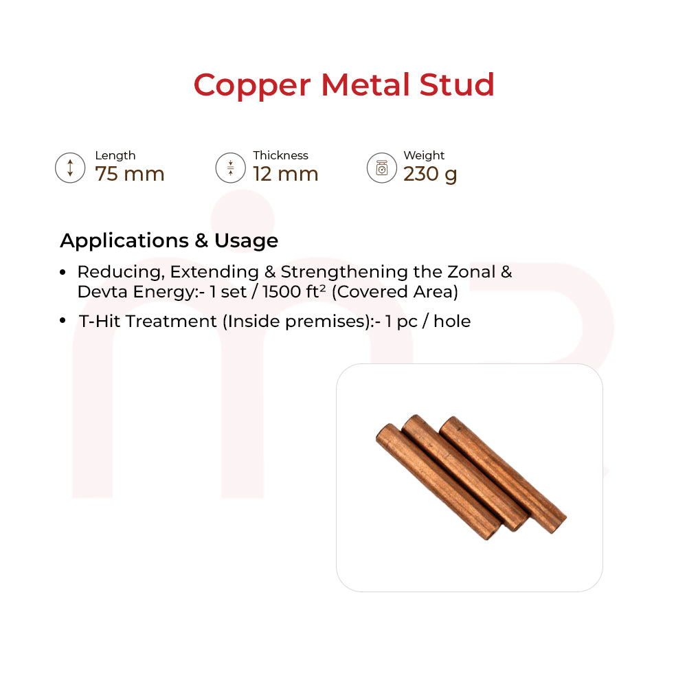 Copper rods for MahaVastu remedies, 75mm length, used for Vastu Shastra energy balance