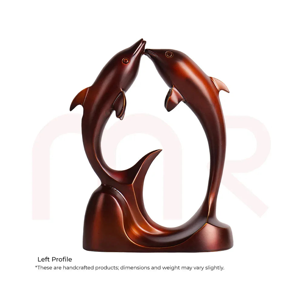 Bronze handcrafted dolphin statue, Vastu decor for positivity and balance, MahaVastu remedy