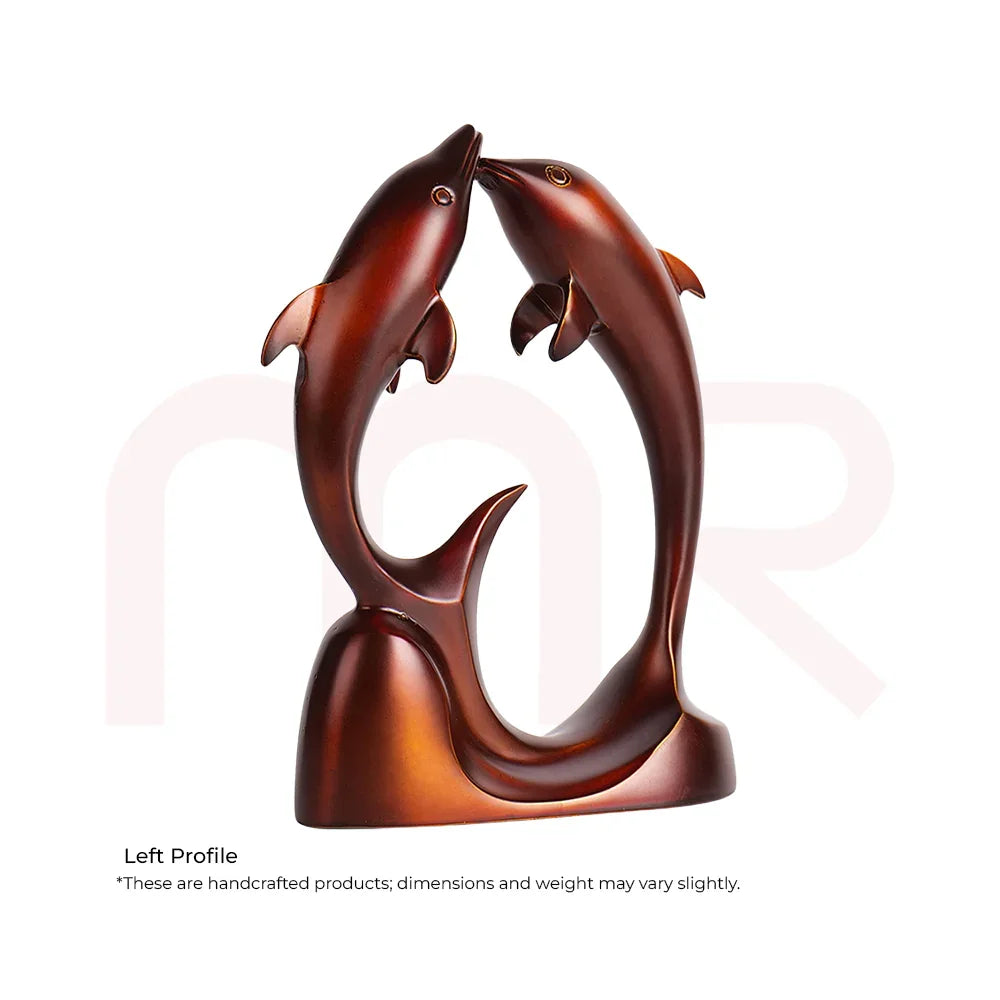 Handcrafted Vastu dolphin figurine in brown, symbolizing harmony and positive energy decor