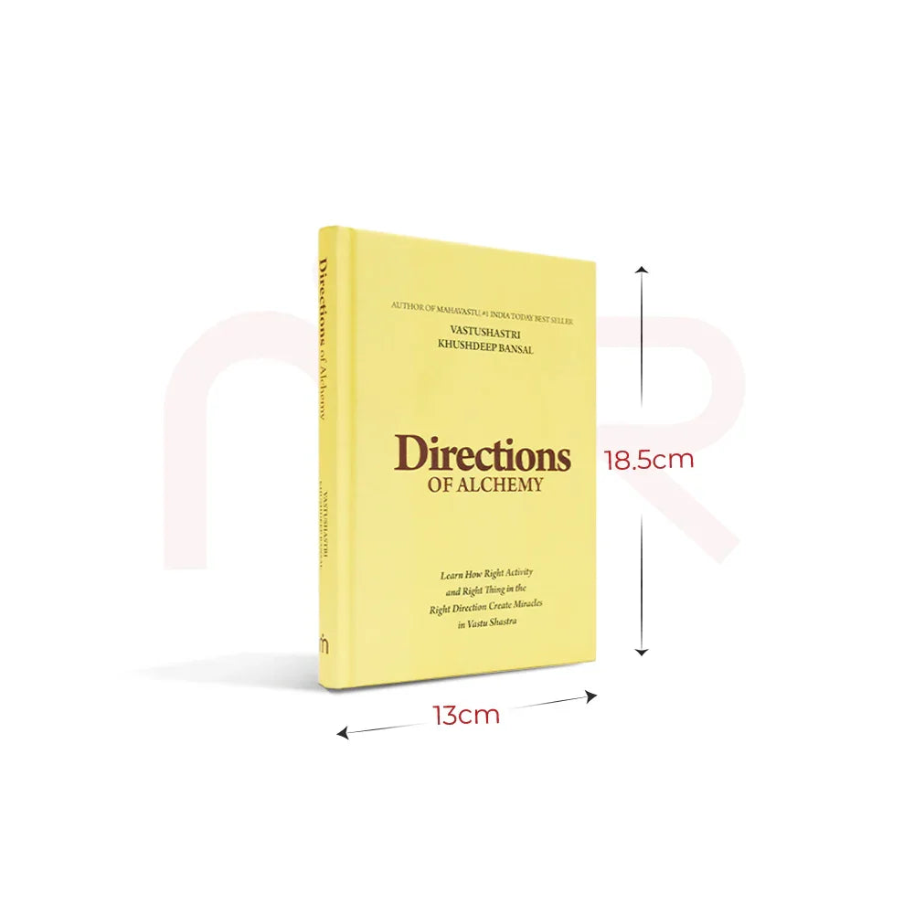 Directions of Alchemy MahaVastu book by Khushdeep Bansal with yellow cover, 18.5x13cm