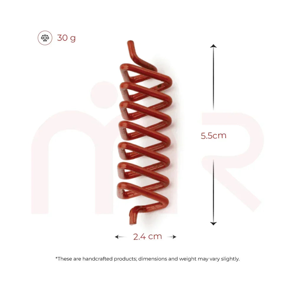 Handcrafted MahaVastu fire remedy spiral coil, 5.5cm by 2.4cm, 30g, red metal Vastu tool