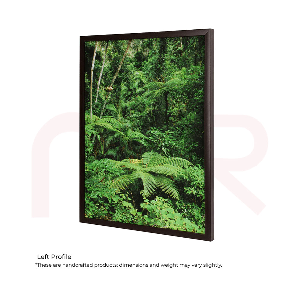 MahaVastu green forest canvas painting for Vastu remedy, framed wall art with lush plants.