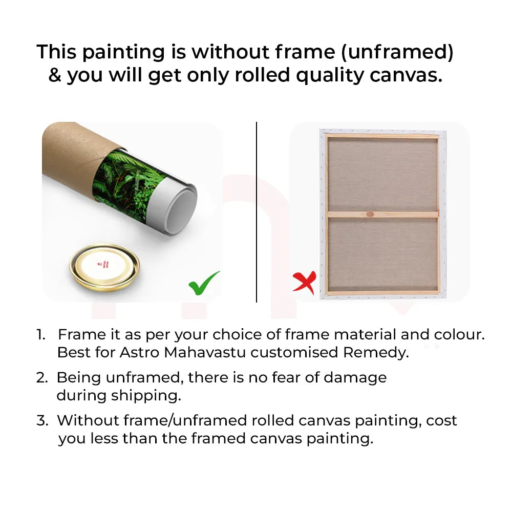Unframed rolled canvas painting for MahaVastu remedies, shipped without frame for safe delivery