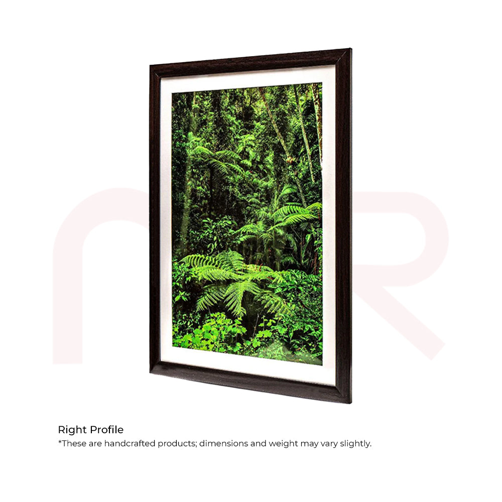 Framed MahaVastu green foliage painting for Vastu Shastra remedies, right profile view