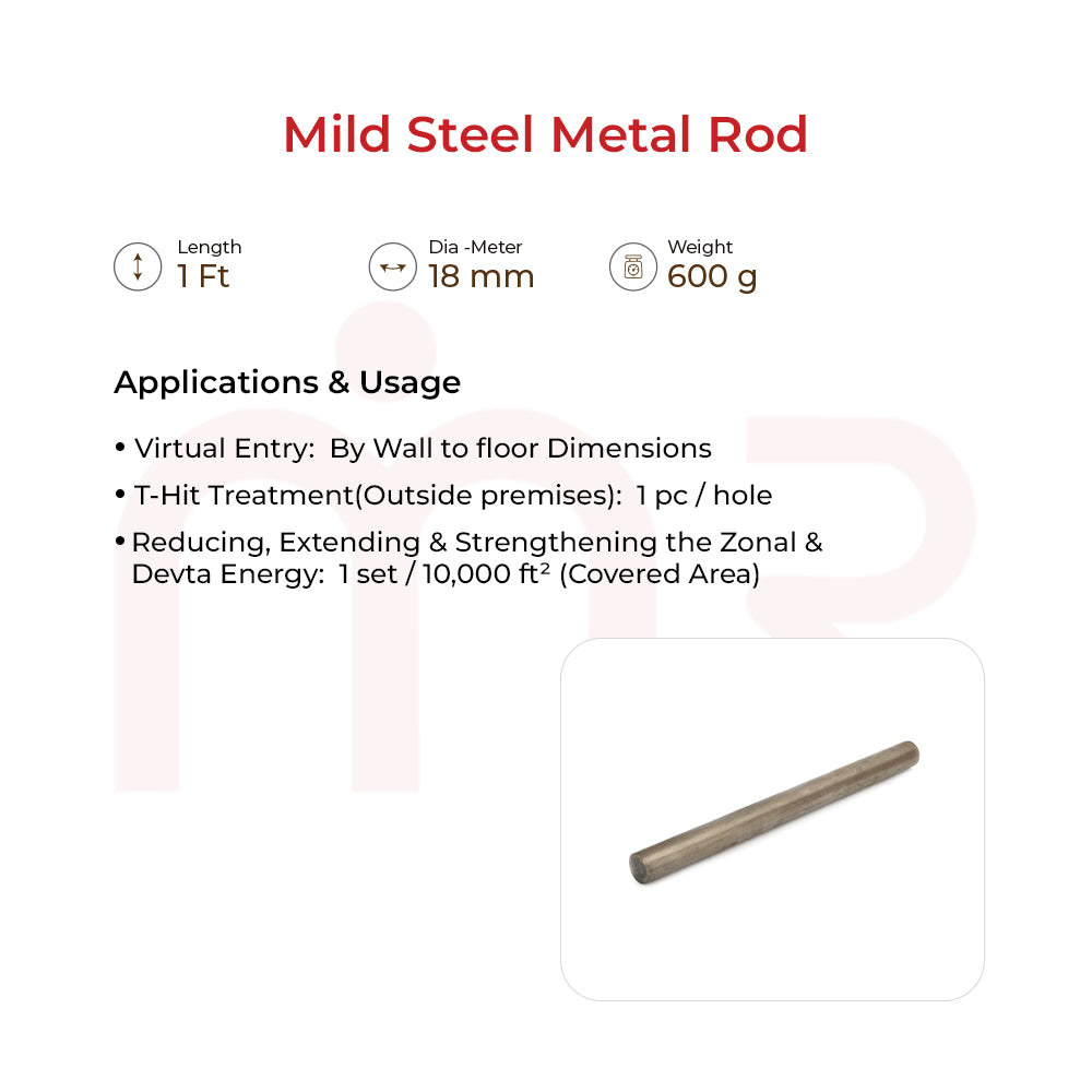 MS iron rod 18mm x 1ft MahaVastu remedy tool for Vastu Shastra energy balance