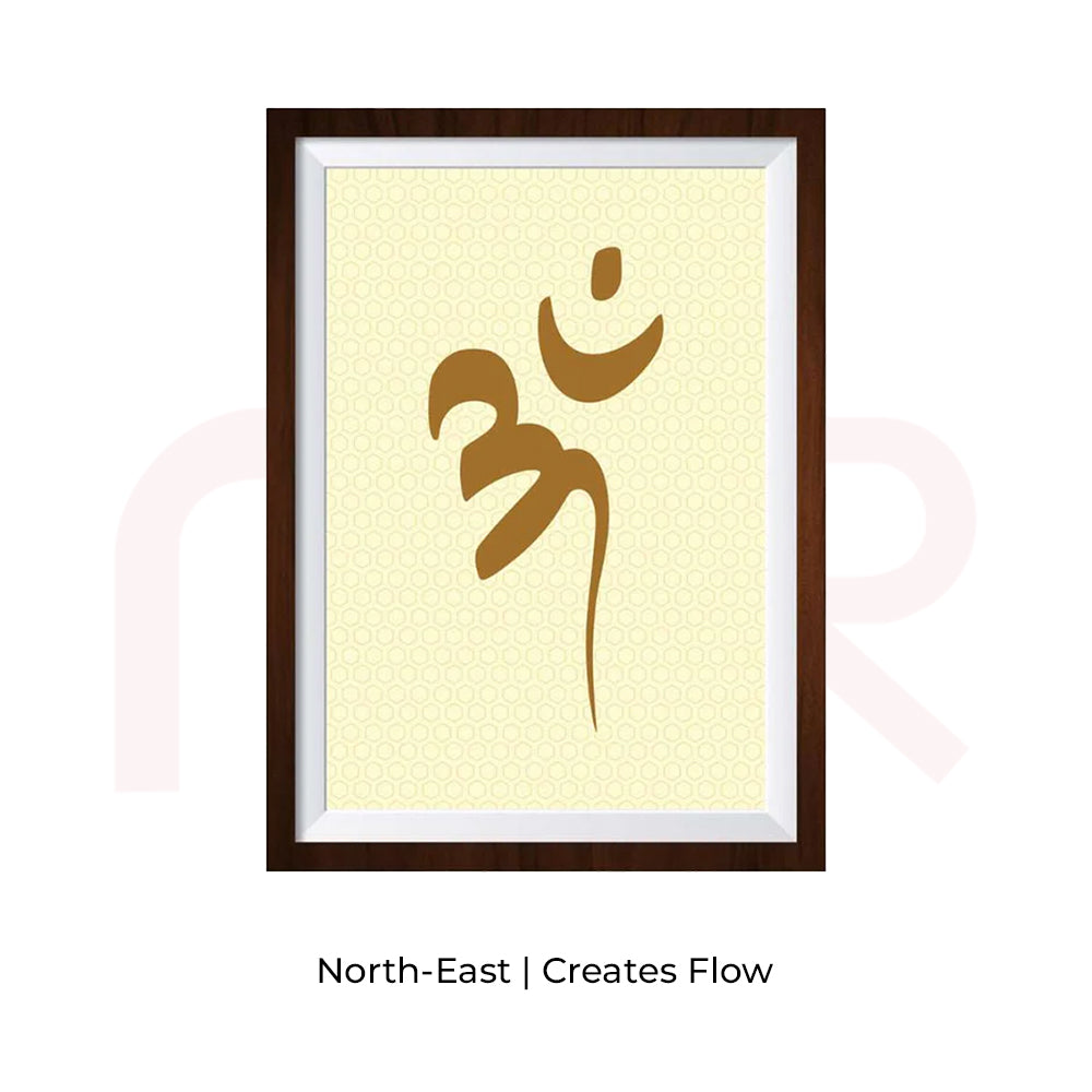 Framed Om symbol wall art for MahaVastu remedy, Vastu decor boosting positive energy