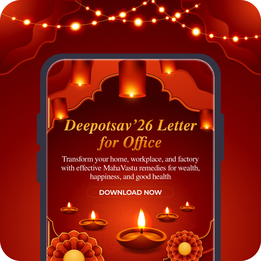Deepotsav'26 Letter for Office with lit diyas and MahaVastu Hindi text on a cream background